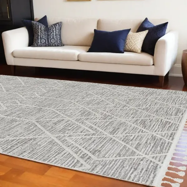 12' x 15' Geometric Area Rug - Gray And Ivory