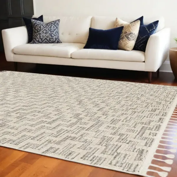 8' x 11' Geometric Area Rug - Gray And Ivory