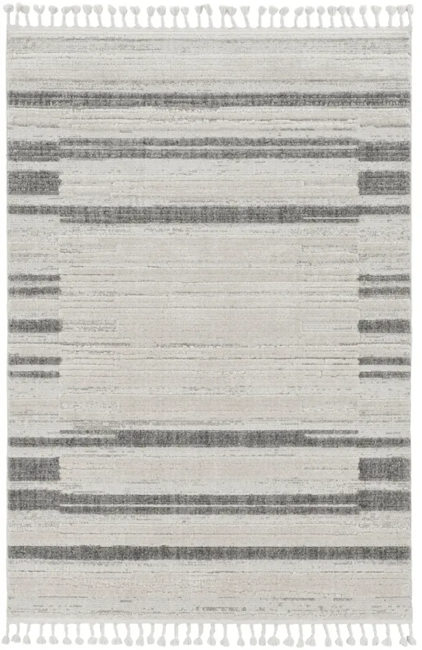 9' x 13' Machine Woven Abstract Color Block Indoor Area Rug - Ivory Gray