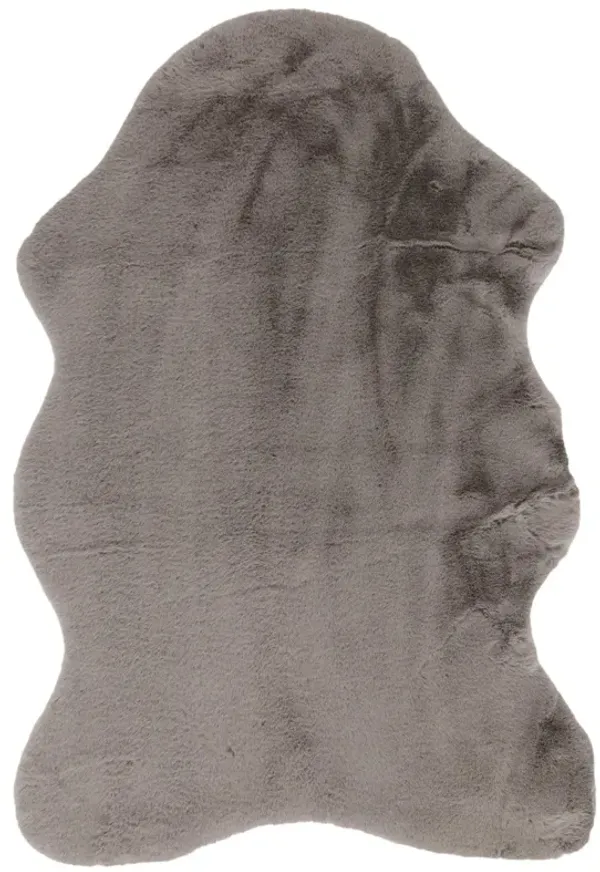 2' x 3' Faux Rabbit Fur Area Rug - Gray