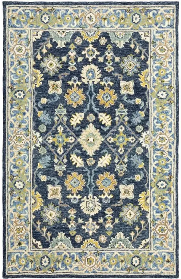 4' x 6' Bohemian Area Rug - Navy And Blue