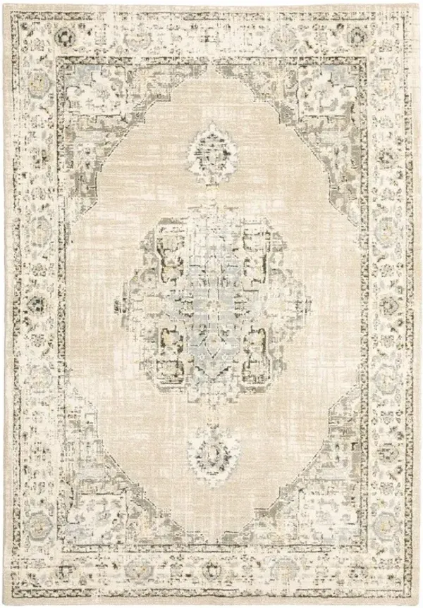2' x 3' Power Loom Area Rug - Beige And Ivory