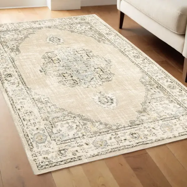 4' x 6' Center Jewel Area Rug - Beige And Ivory