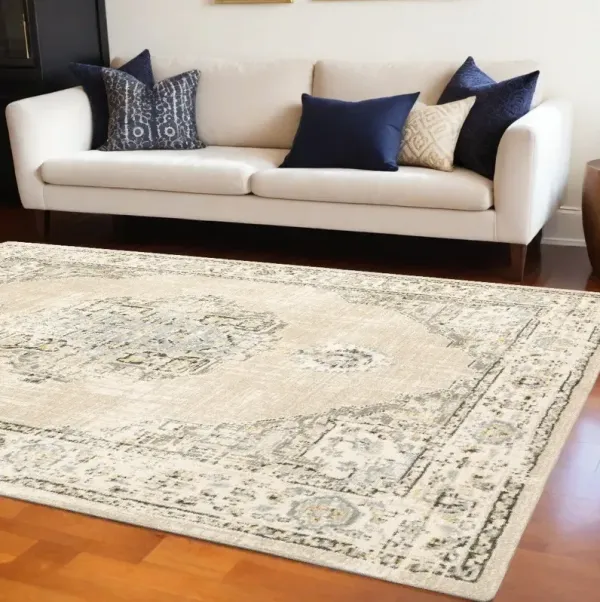 8' x 10' Center Jewel Area Rug - Beige And Ivory