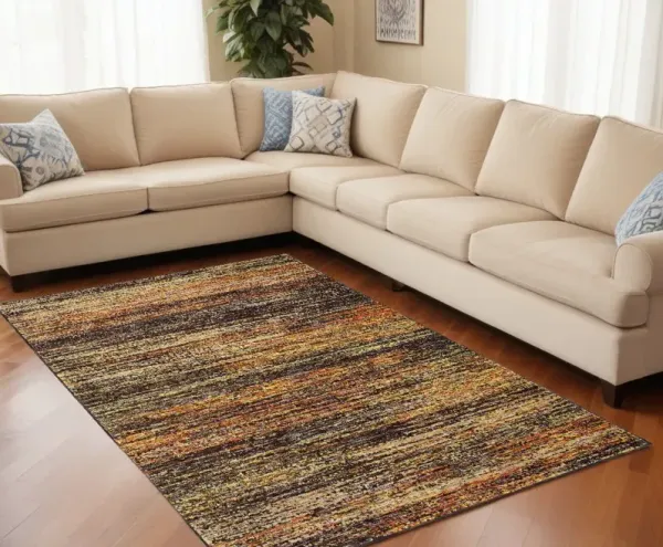 6' x 9' Abstract Indoor Area Rug - Gold And Slate