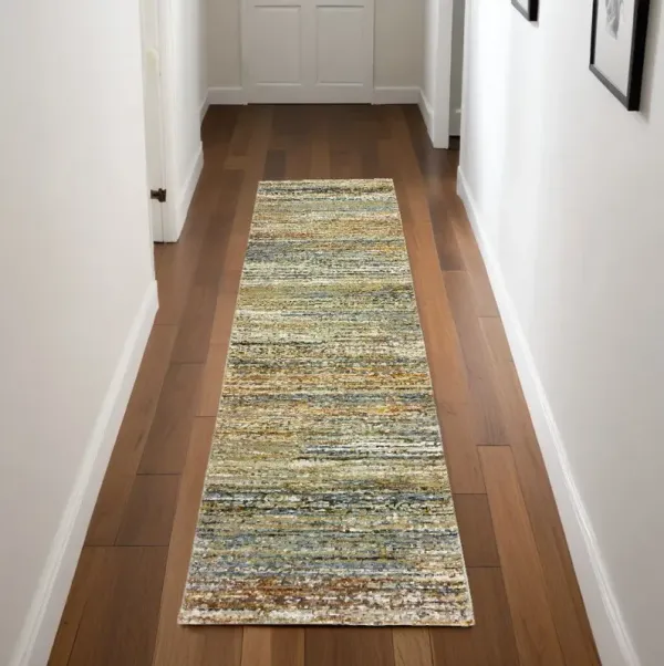 2' x 8' Abstract Runner Rug - Gold And Green