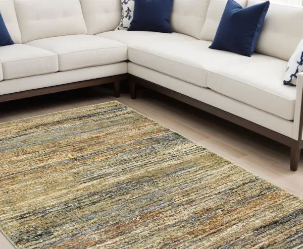 8' x 10' Abstract Area Rug - Gold And Green