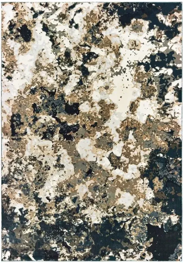 9' x 12' Abstract Marble Indoor Area Rug - Ivory Navy