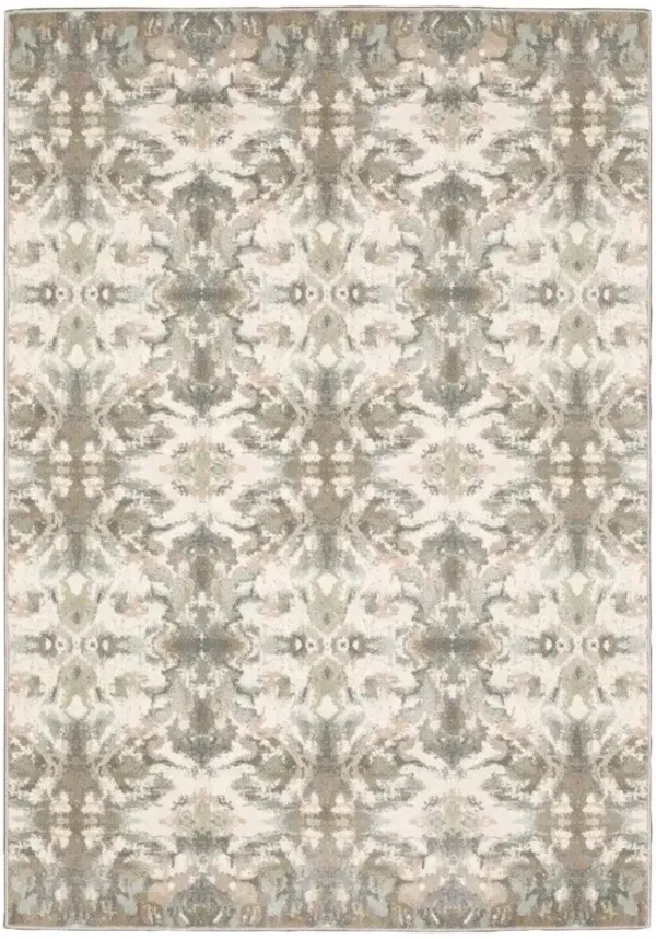 3' x 6' Abstract Ikat Indoor Area Rug - Ivory Gray