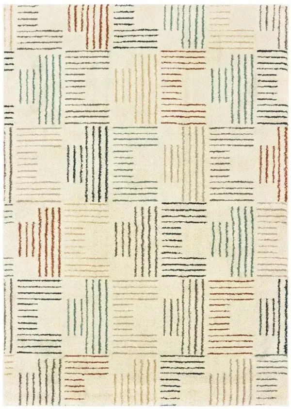 5' x 7' Neutral Tone Scratch Indoor Area Rug - Ivory Multi