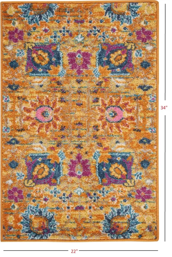 2' x 3' Floral Power Loom Area Rug - Sunset