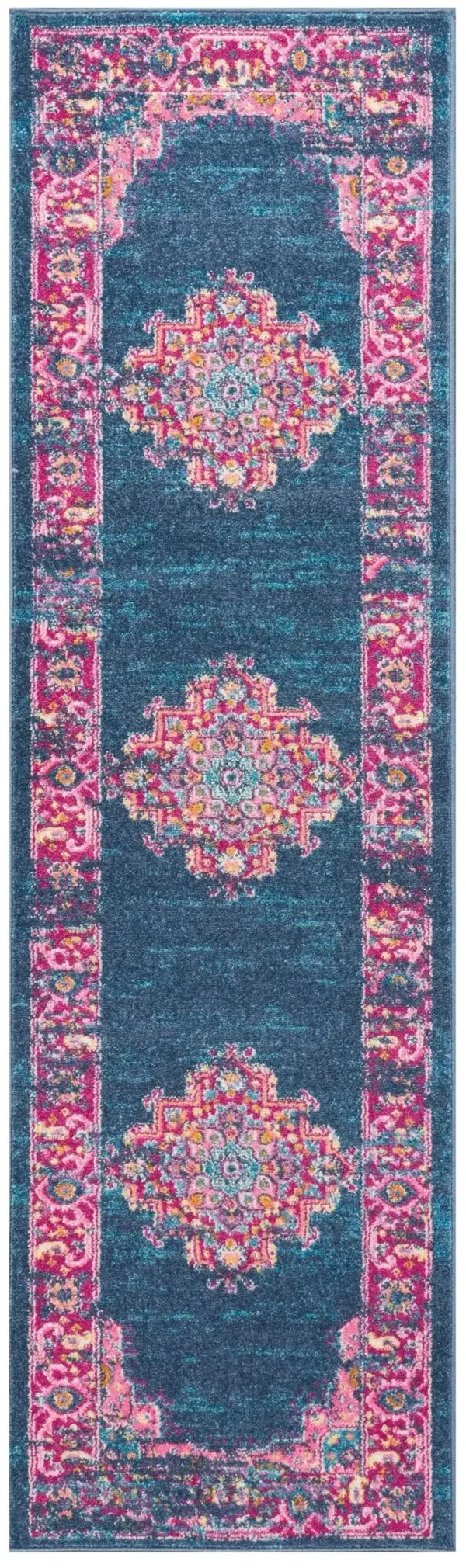 7.5' x 2.2' Power Loom Runner Rug - Blue