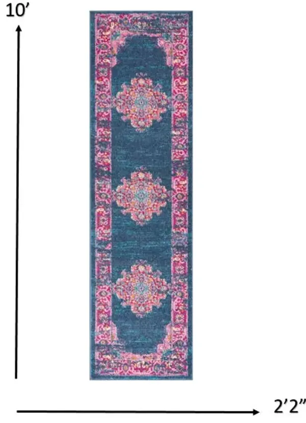 10' Dhurrie Runner Rug - Blue