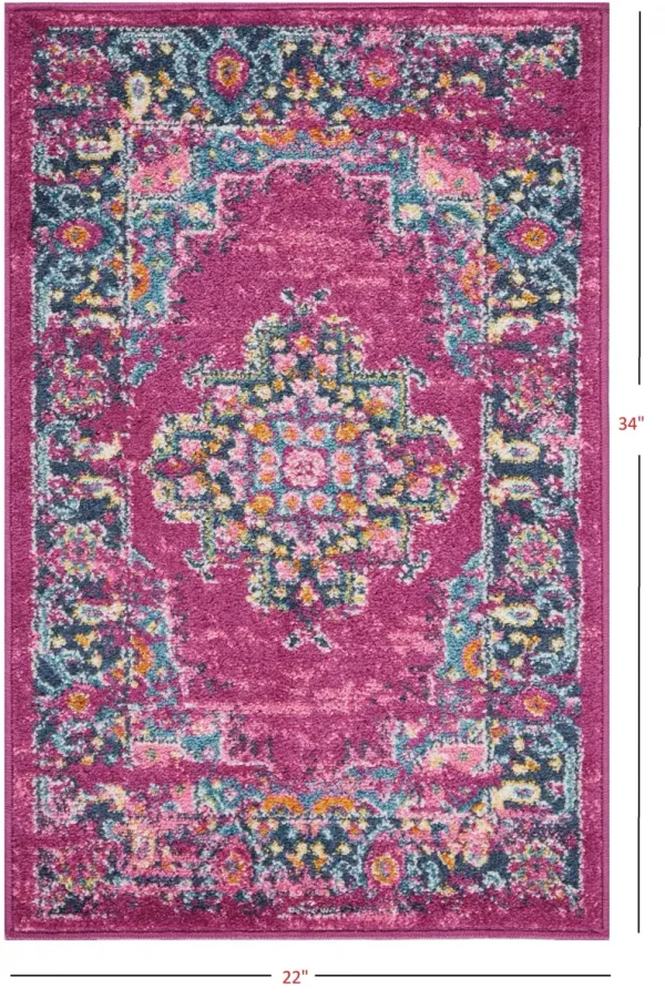 1.8' x 2.8' Power Loom Area Rug - Fuchsia
