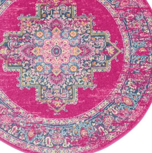 4' x 4' Round Power Loom Area Rug - Fuchsia