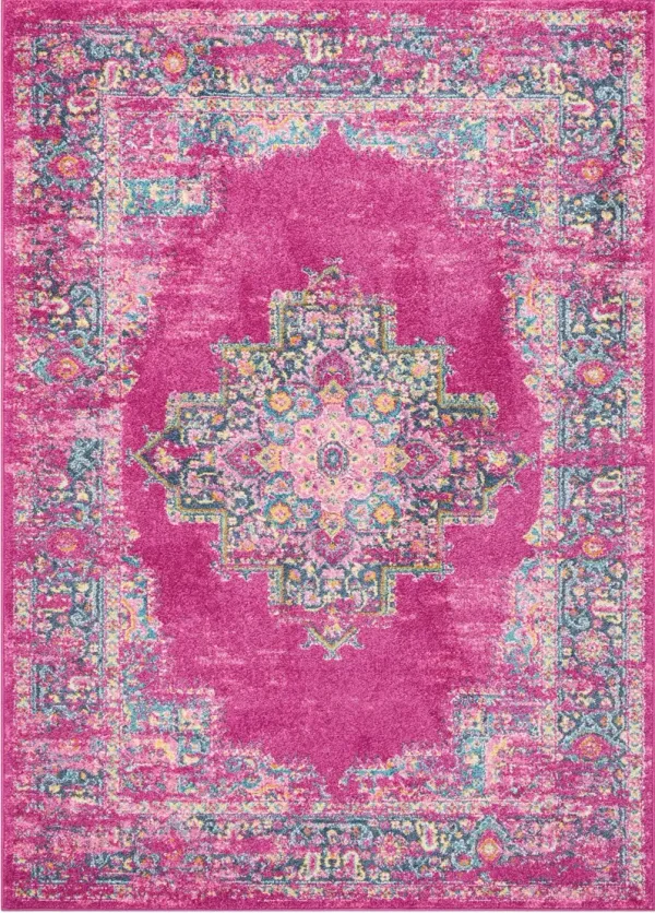 5.3' x 7.3' Power Loom Area Rug - Fuchsia
