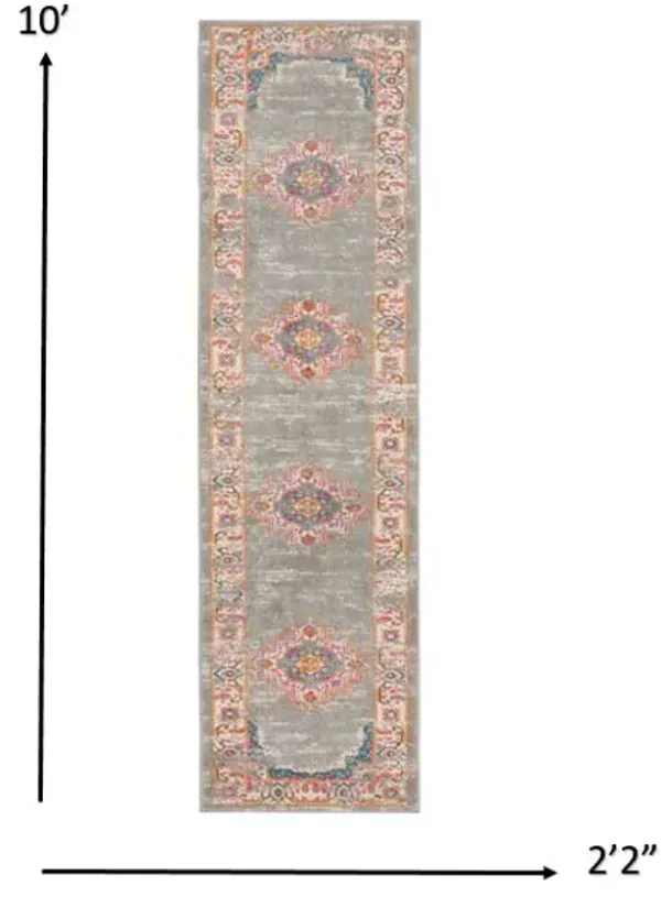 10' Power Loom Runner Rug - Gray