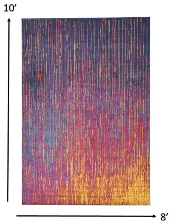 8' x 10' Abstract Power Loom Area Rug - Blue And Pink