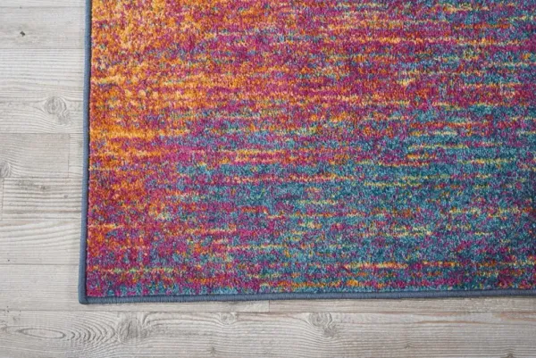 7.5' x 2.2' Abstract Power Loom Runner Rug - Pink And Blue
