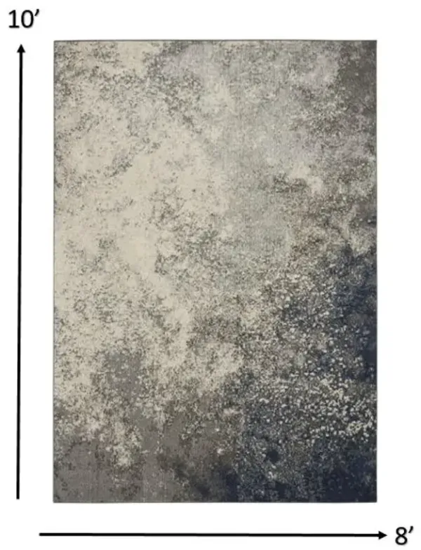 8' x 10' Abstract Power Loom Area Rug - Gray And Ivory