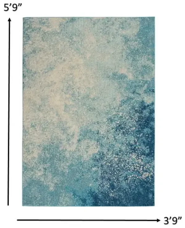 4' x 6' Abstract Power Loom Area Rug - Ivory And Blue