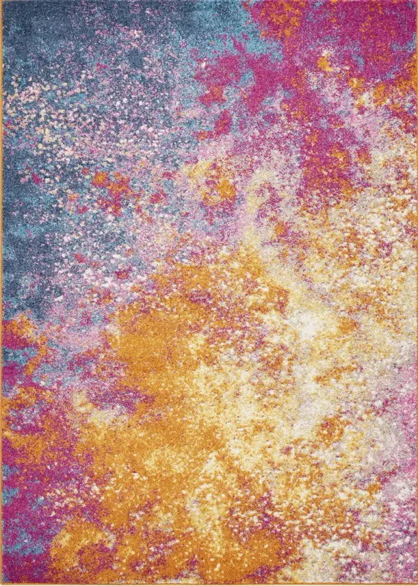 5' x 7' Abstract Power Loom Area Rug - Sunset