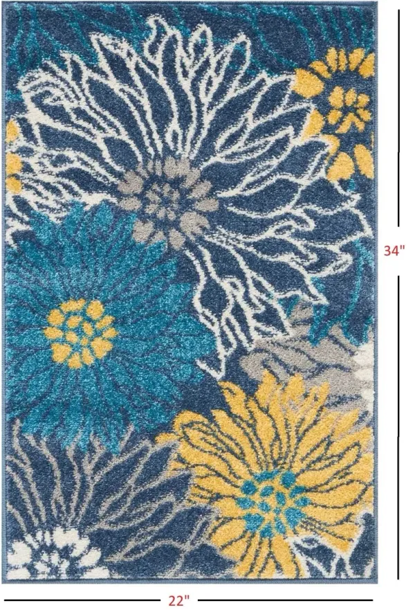 1.8' x 2.8' Floral Power Loom Area Rug - Blue