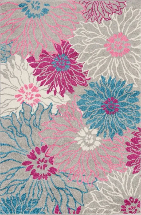 4' x 6' Floral Dhurrie Area Rug - Gray