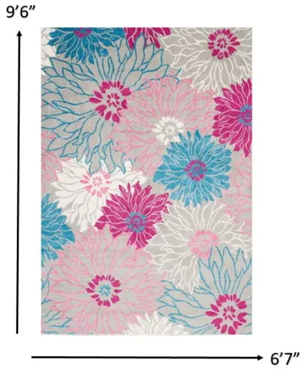 7' x 10' Floral Dhurrie Area Rug - Gray