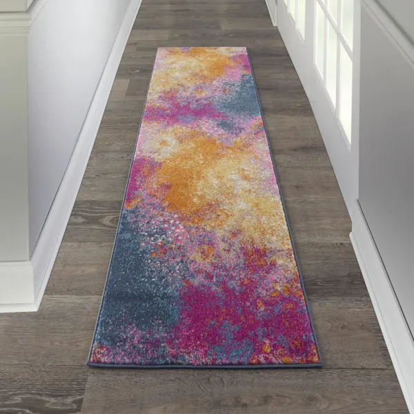 6' Abstract Power Loom Runner Rug - Sunset