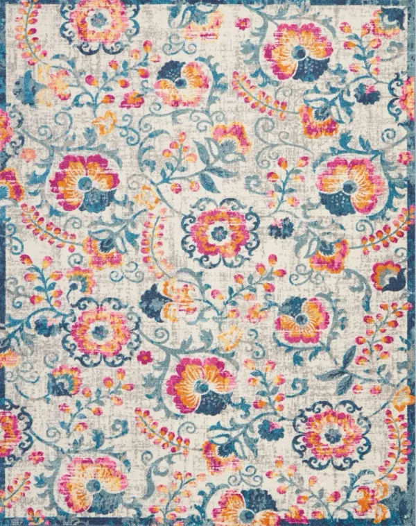 8' x 10' Floral Dhurrie Area Rug - Ivory