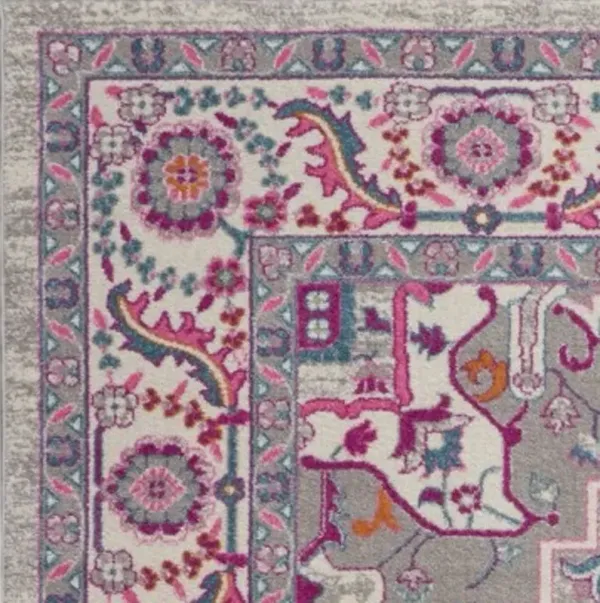 8' x 10' Power Loom Area Rug - Gray And Pink