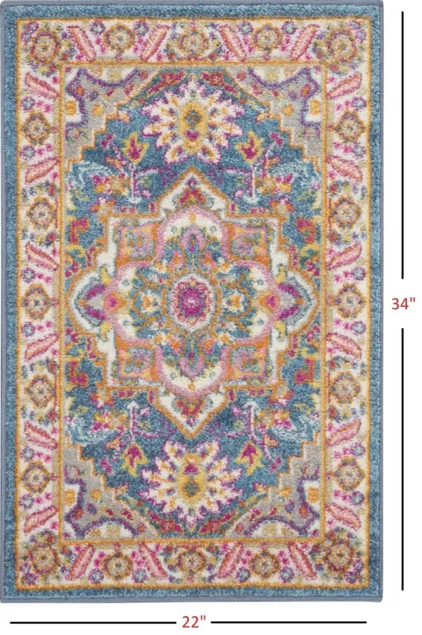 2' x 3' Power Loom Area Rug - Teal Blue