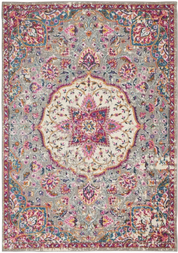 5' x 7' Power Loom Area Rug - Pink And Gray