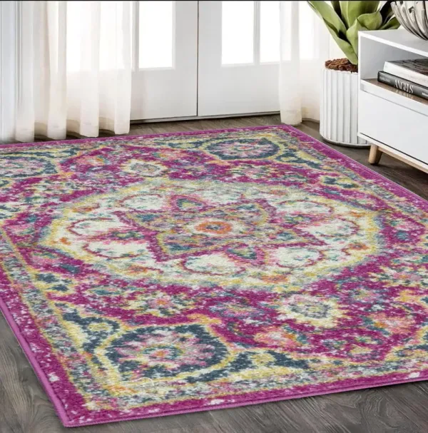 5' x 7' Dhurrie Area Rug - Pink
