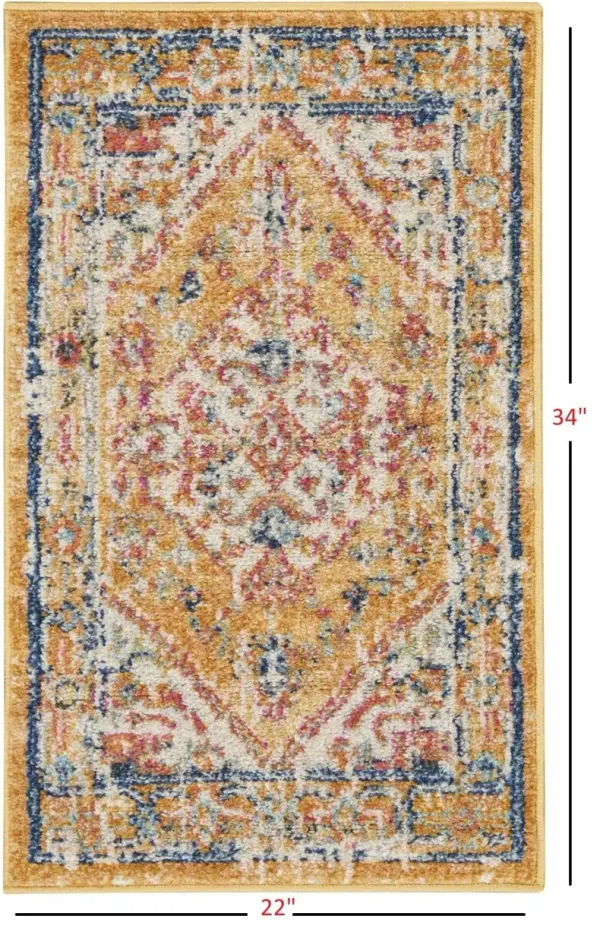 2' x 3' Dhurrie Area Rug - Yellow And Ivory