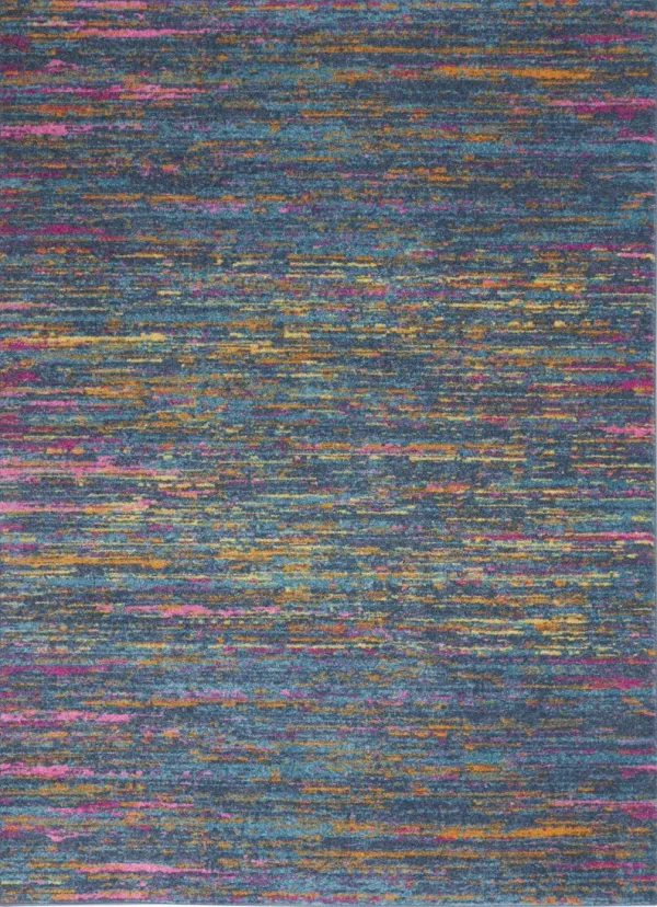 5.3' x 7.3' Abstract Power Loom Area Rug - Blue And Orange