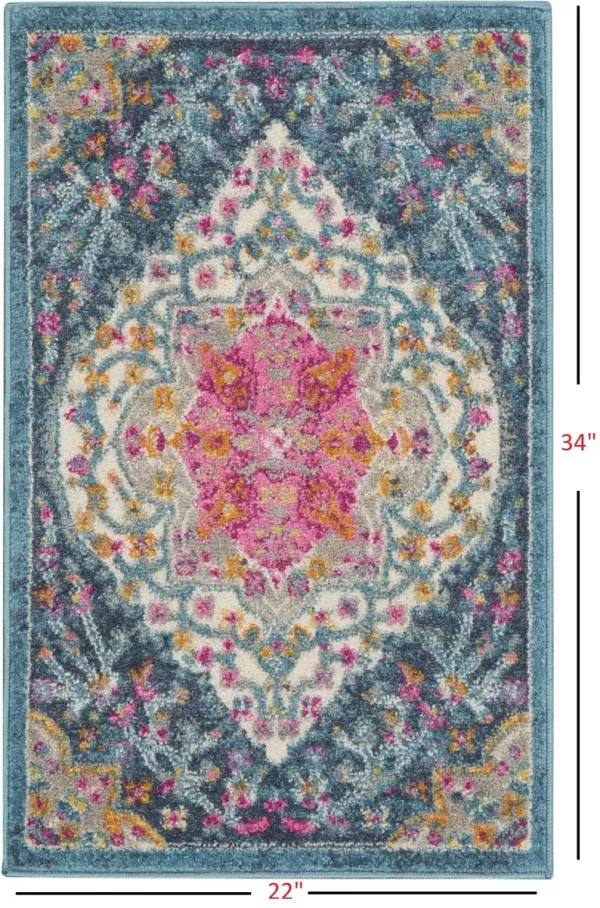 1.8' x 2.8' Power Loom Area Rug - Teal Blue
