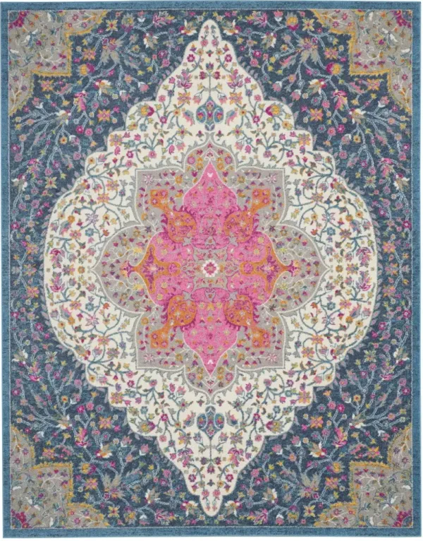 8' x 10' Power Loom Polypropylene Area Rug - Teal Blue