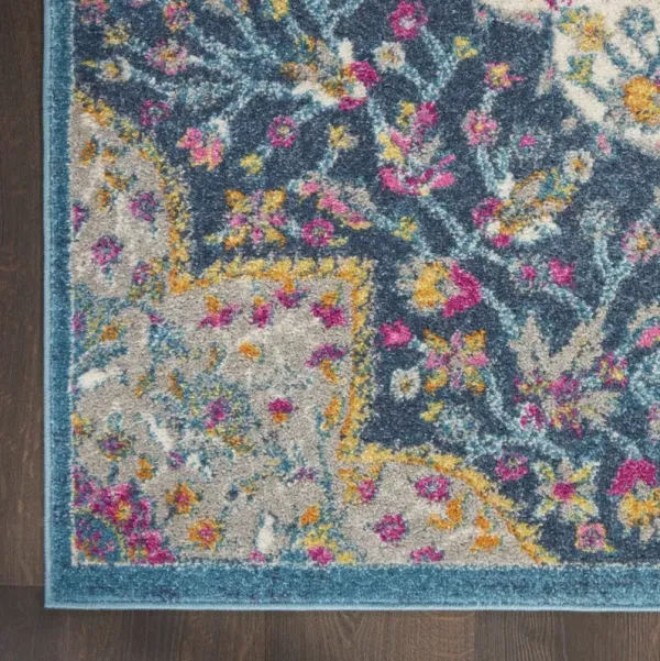 7.5' x 2.2' Power Loom Runner Rug - Teal Blue