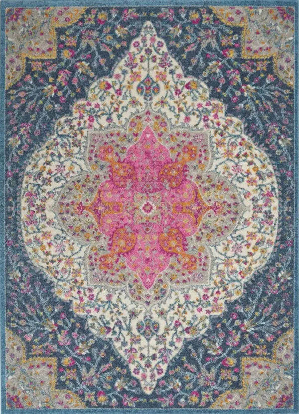 3.8' x 5.8' Power Loom Area Rug - Teal Blue
