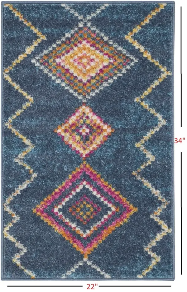 2' x 3' Southwestern Berber Area Rug - Navy Blue
