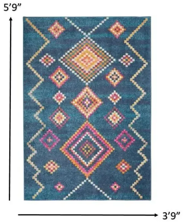 4' x 6' Southwestern Berber Area Rug - Navy Blue