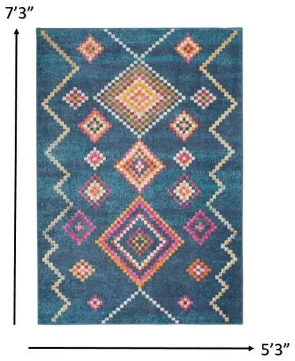 5' x 7' Southwestern Berber Area Rug - Navy Blue