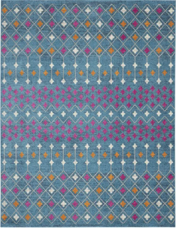 8' x 10' Geometric Dhurrie Area Rug - Orange And Blue