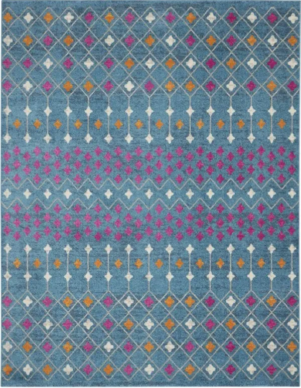 7' x 10' Geometric Dhurrie Area Rug - Blue And Orange