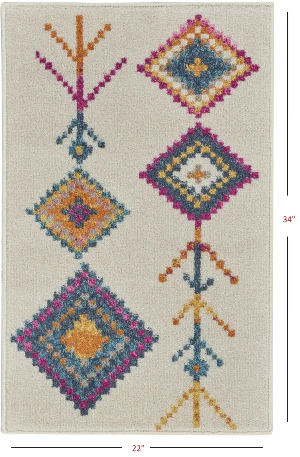 2' x 3' Geometric Berber Area Rug - Ivory
