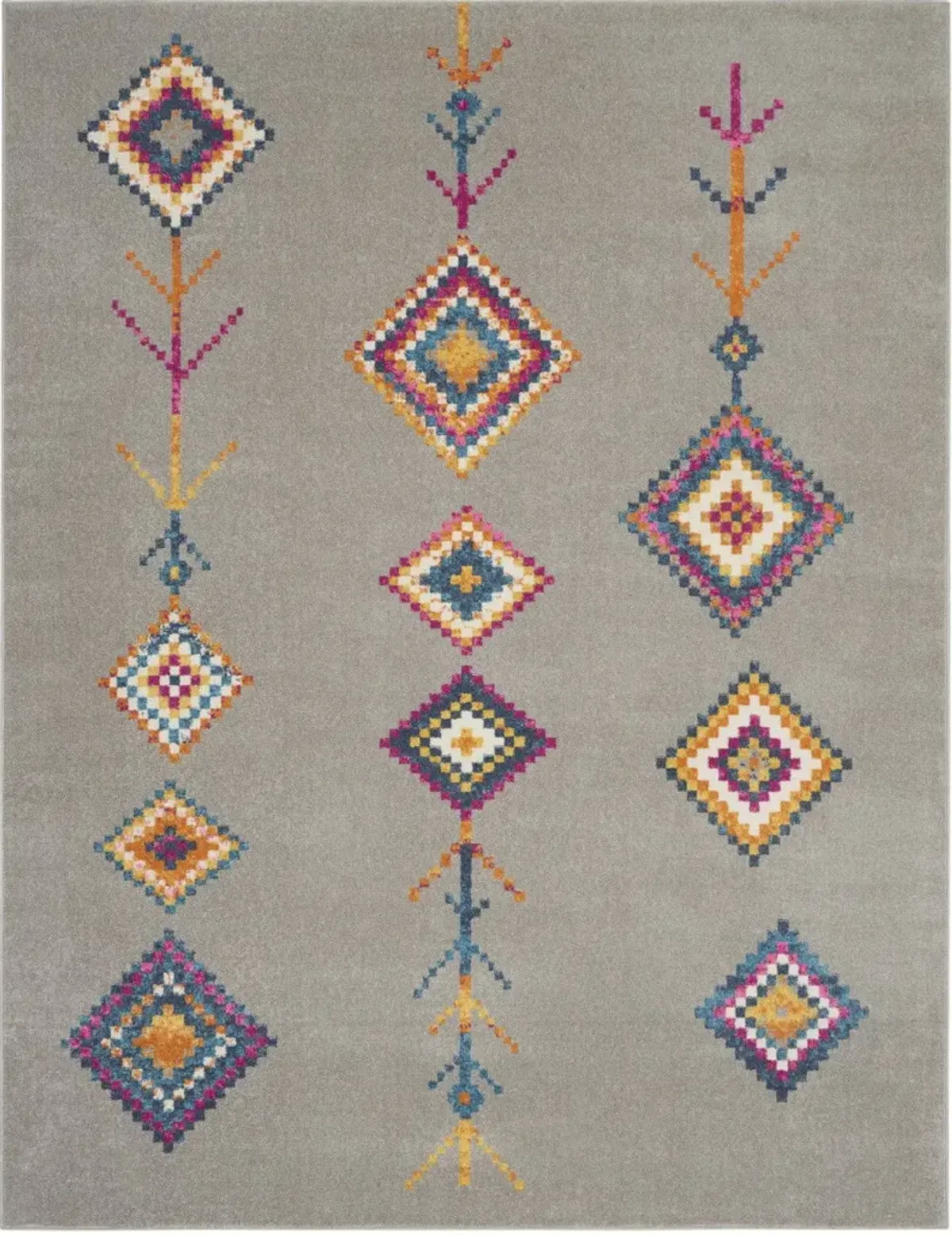 7' x 10' Geometric Berber Area Rug - Gray