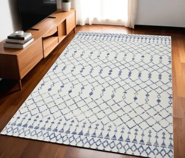 5' x 7' Geometric Berber Polypropylene Area Rug - Ivory