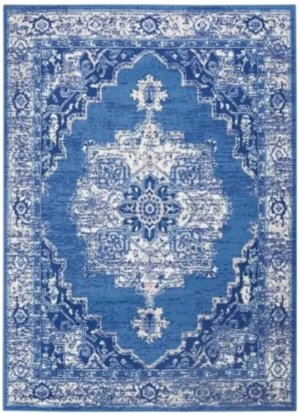 4' x 6' Floral Dhurrie Polypropylene Area Rug - Navy Blue